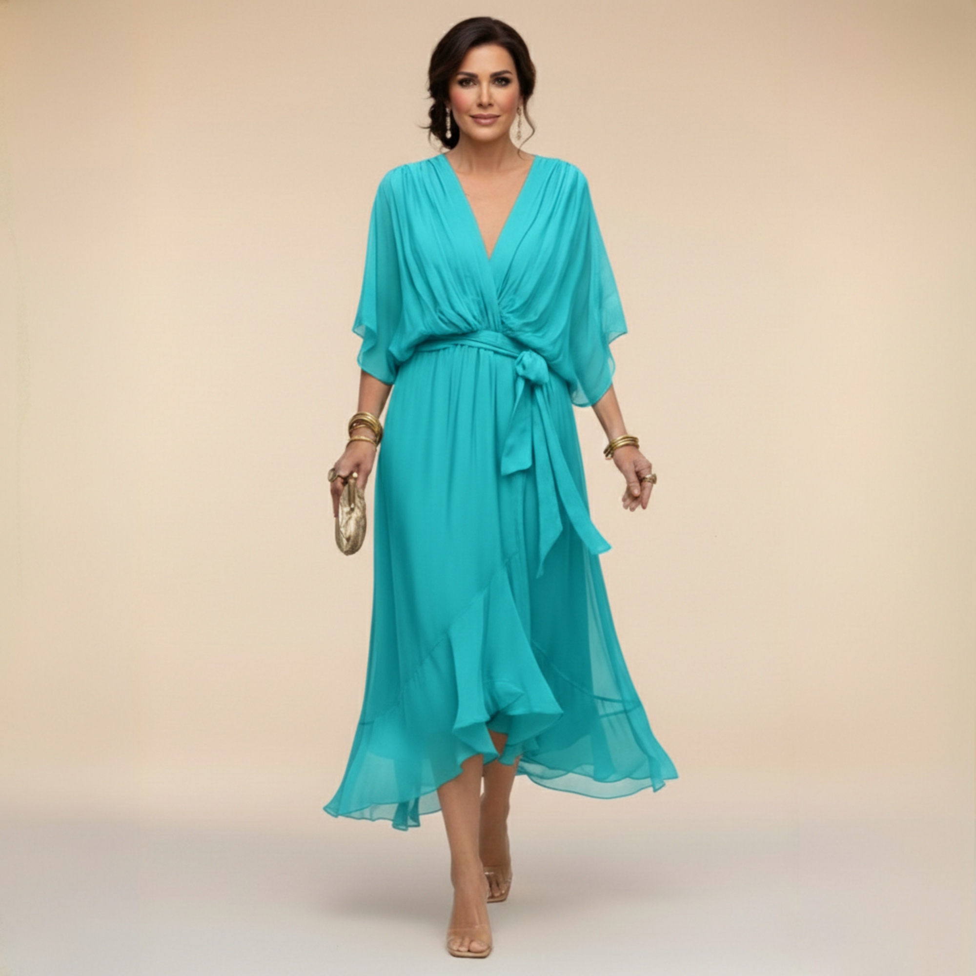 Monica - Chiffon Haljina s V-izrezom
