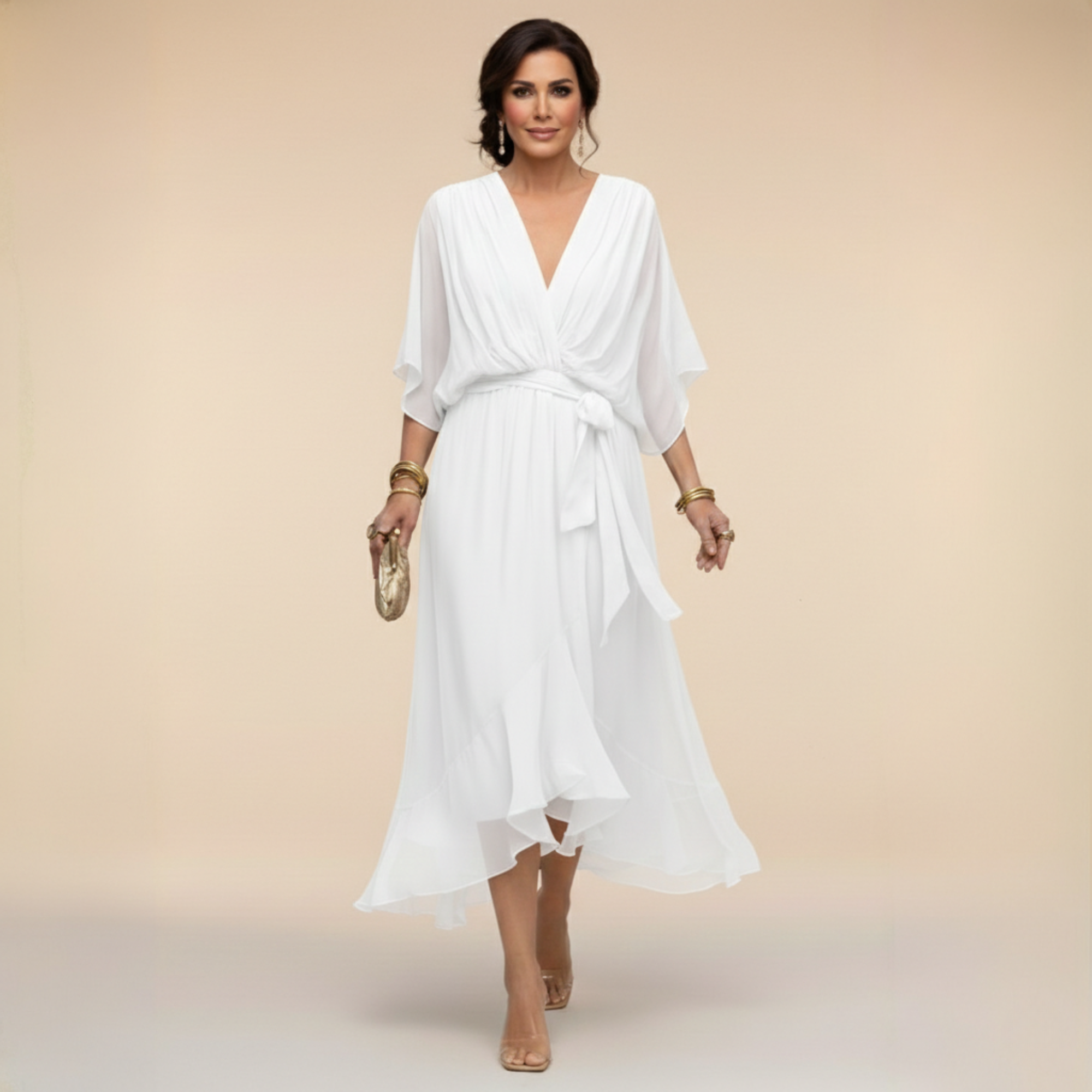 Monica - Chiffon Haljina s V-izrezom