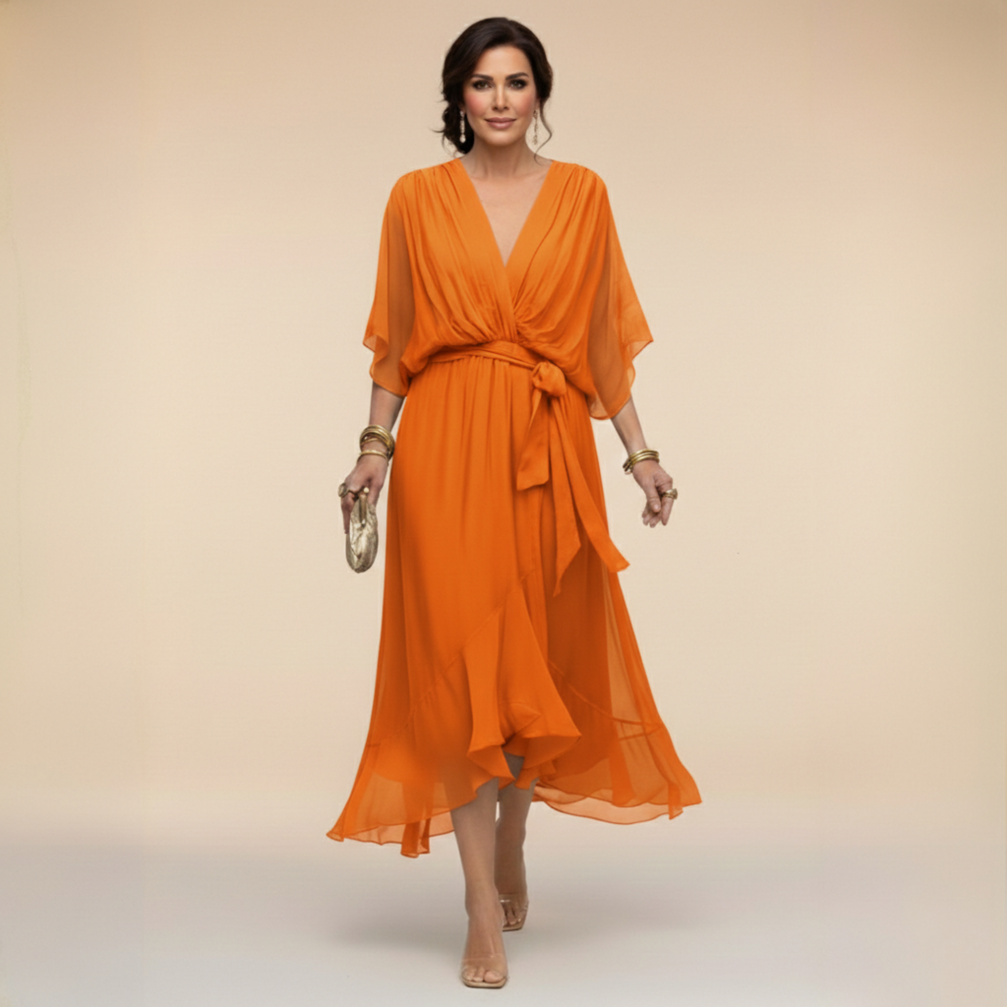 Monica - Chiffon Haljina s V-izrezom